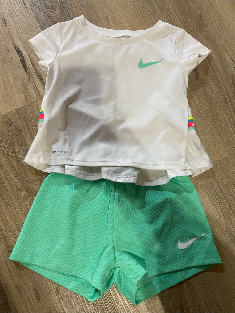 Nike White and Mint Green Girls' Athletic Polo Set